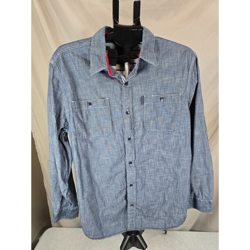 Mens Sperry Top Sider Blue Denim Long Sleeve Button Up Shirt Sz XL
